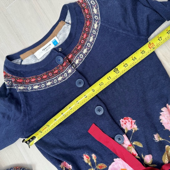 Anthropologie Sparrow Navy Knit Cardigan with Red and Cream Folk Trim Size S - Picture 10 of 11